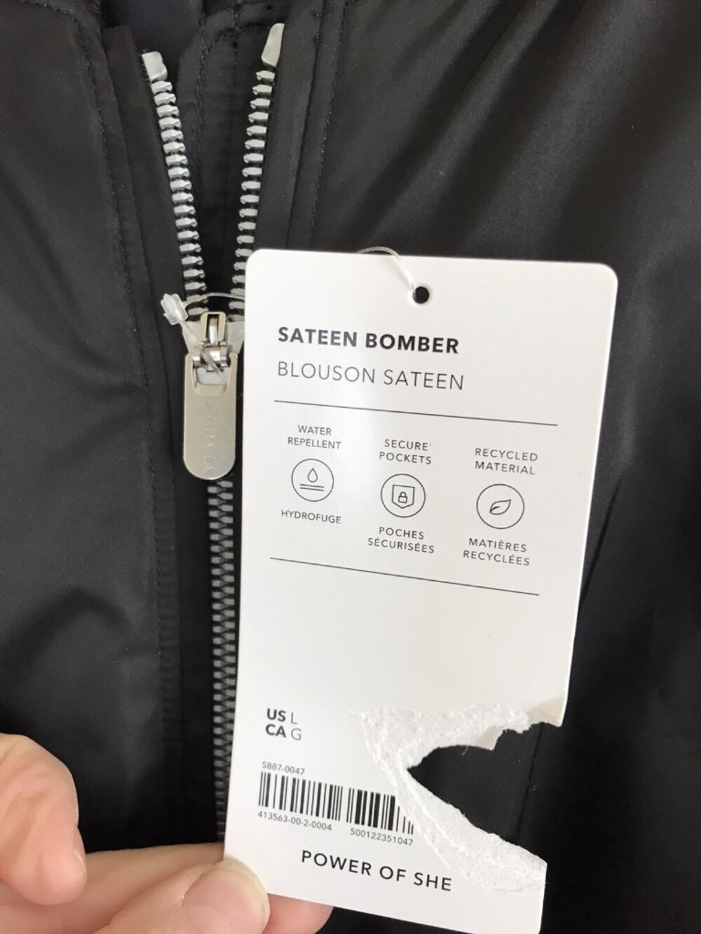 NWT Athleta Sateen bomber black jacket sz L Large - Picture 6 of 6